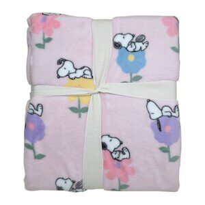 Peanuts Snoopy Velvetloft Blanket Full Queen 90X90" Berkshire Pastel Pink Spring